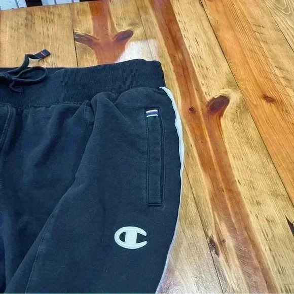 Champion tapered jogger sweatpants w tuxedo logo stripe elastic drawstring waist - Picture 8 of 8